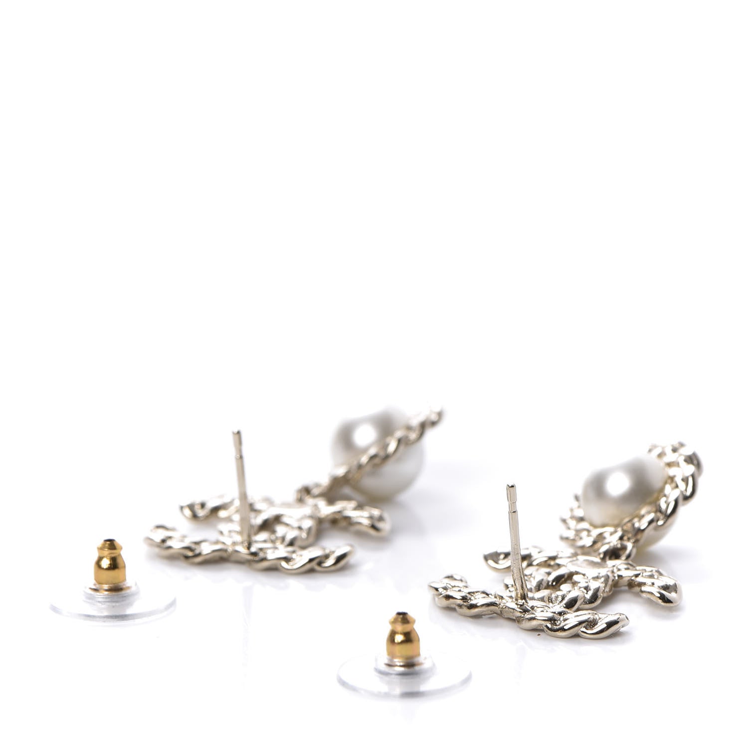 Chanel Crystal Pearl Pearls Coronation CC Drop Earrings Gold 3 of 5
