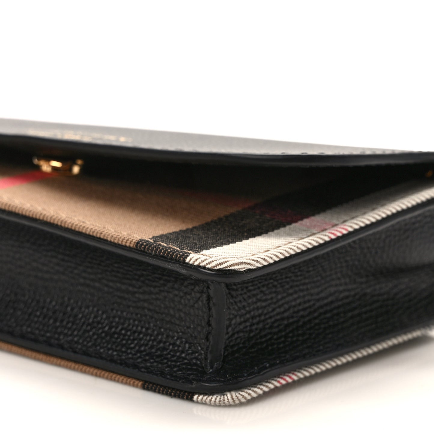 Grainy Calfskin House Check Henley Wallet On Chain Black