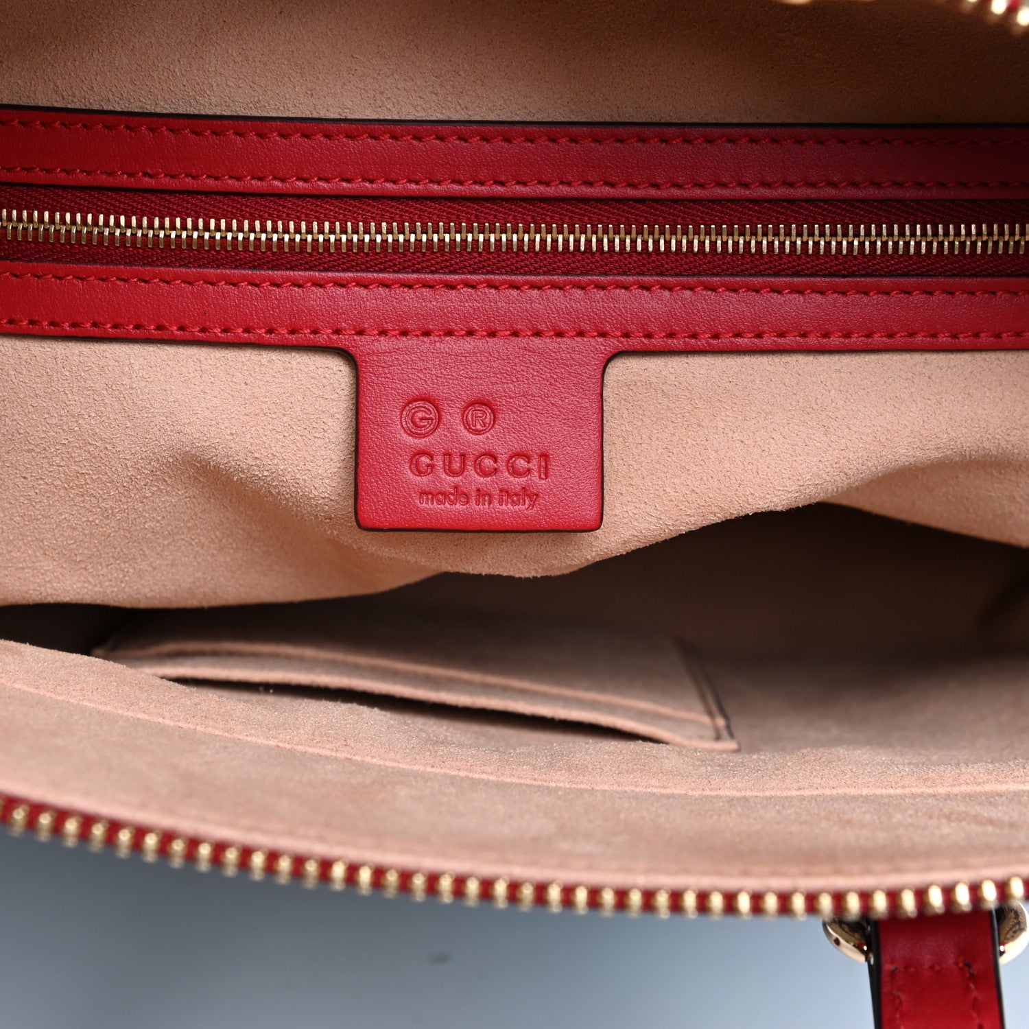 Gucci GG Supreme Monogram Blooms Medium Zippered Bucket Tote Beige Blue Navy Hibiscus Red 6 of 10