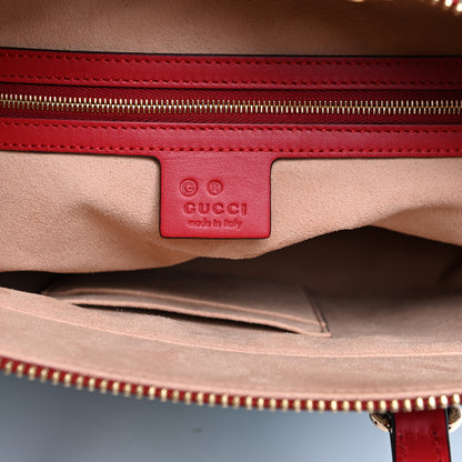 Gucci GG Supreme Monogram Blooms Medium Zippered Bucket Tote Beige Blue Navy Hibiscus Red 6 of 10