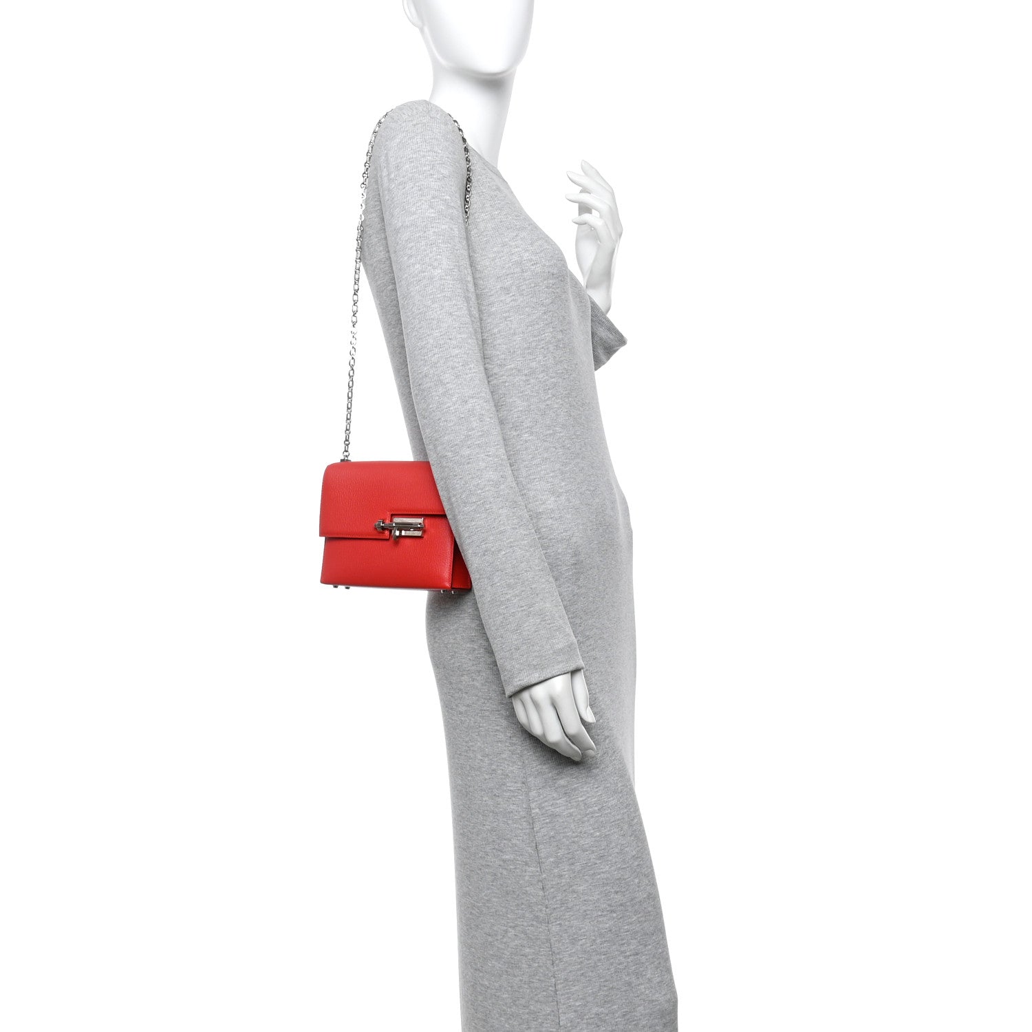 Hermes Chevre Mysore Mini Verrou Chaine Bag Rouge Tomate 2 of 12