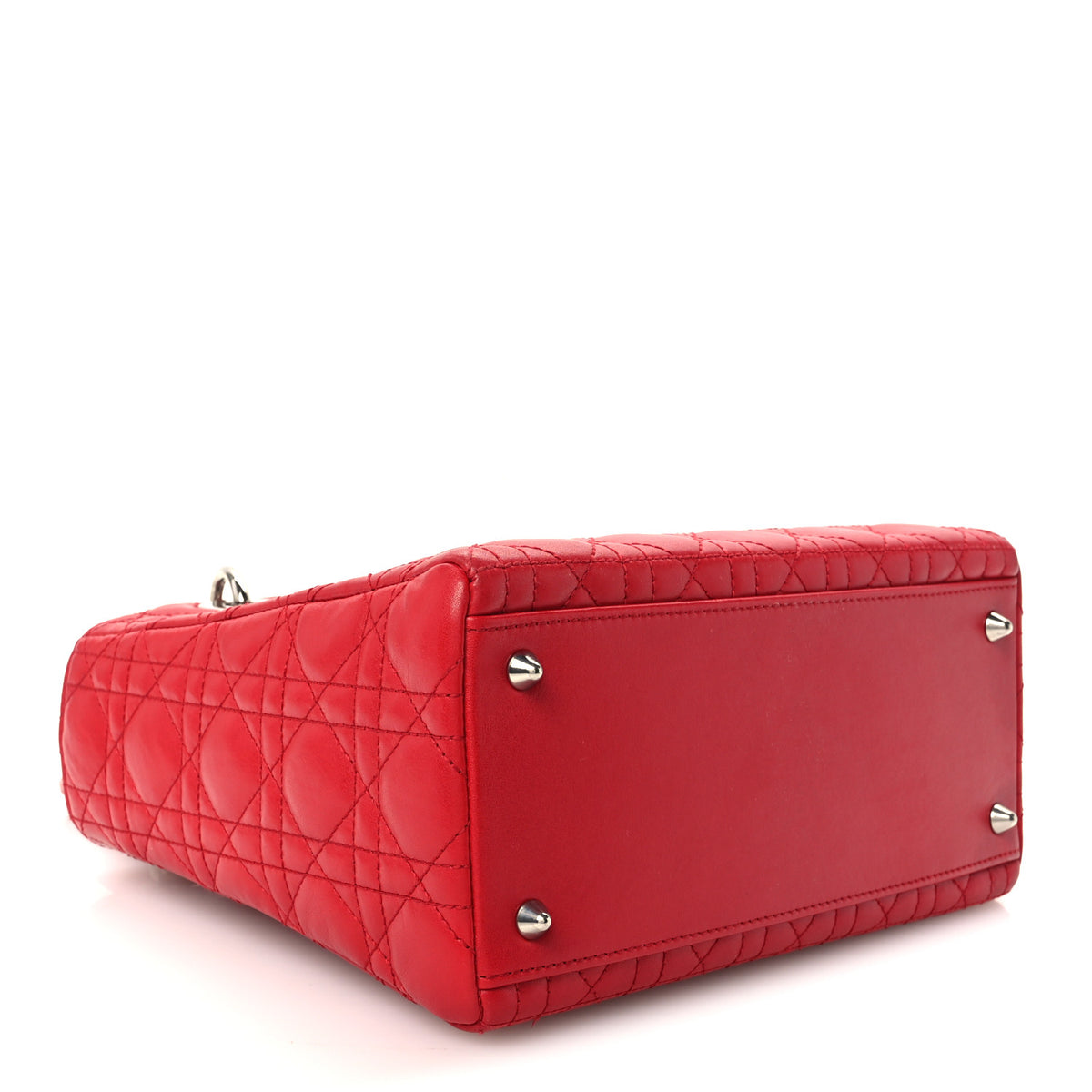 Christian Dior Lambskin Cannage Medium Lady Dior Red 4 of 10
