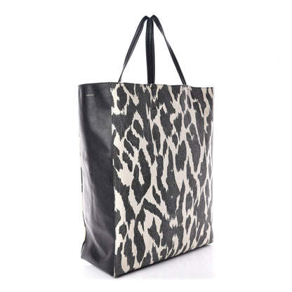 Celine Canvas Lambskin Leopard Print Vertical Cabas Black 3 of 14