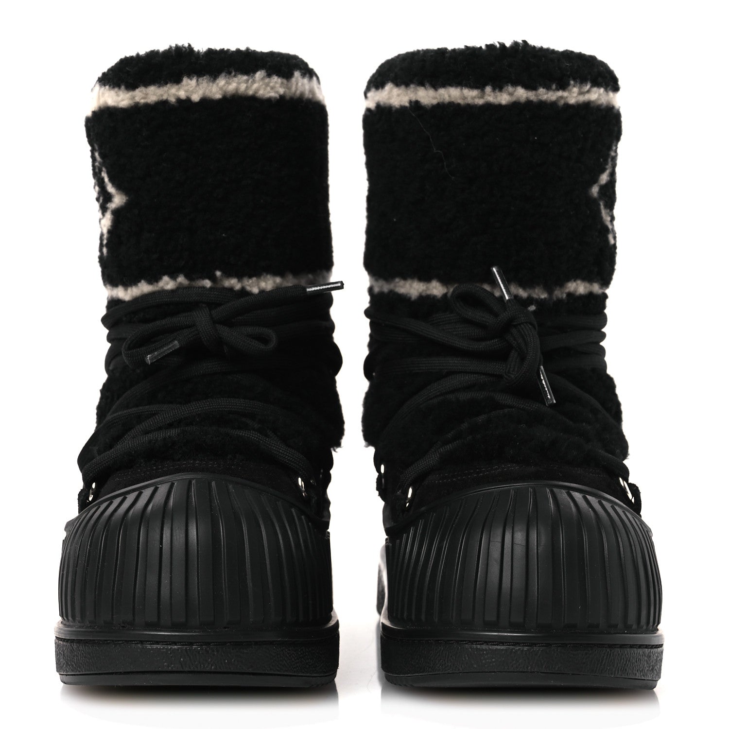 Louis Vuitton Suede Shearling Polar Flat Half Boots 40 Black 3 of 10