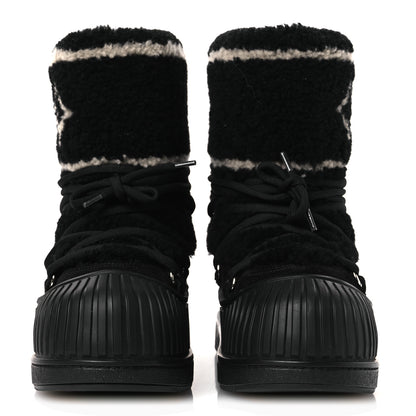 Louis Vuitton Suede Shearling Polar Flat Half Boots 40 Black 3 of 10