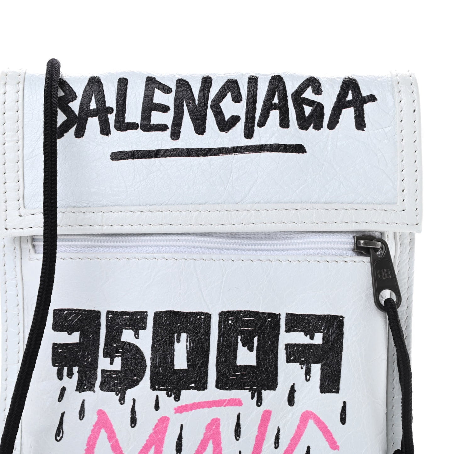 Agneau Arena Graffiti All Over Small Explorer Pouch with Strap White Multicolor