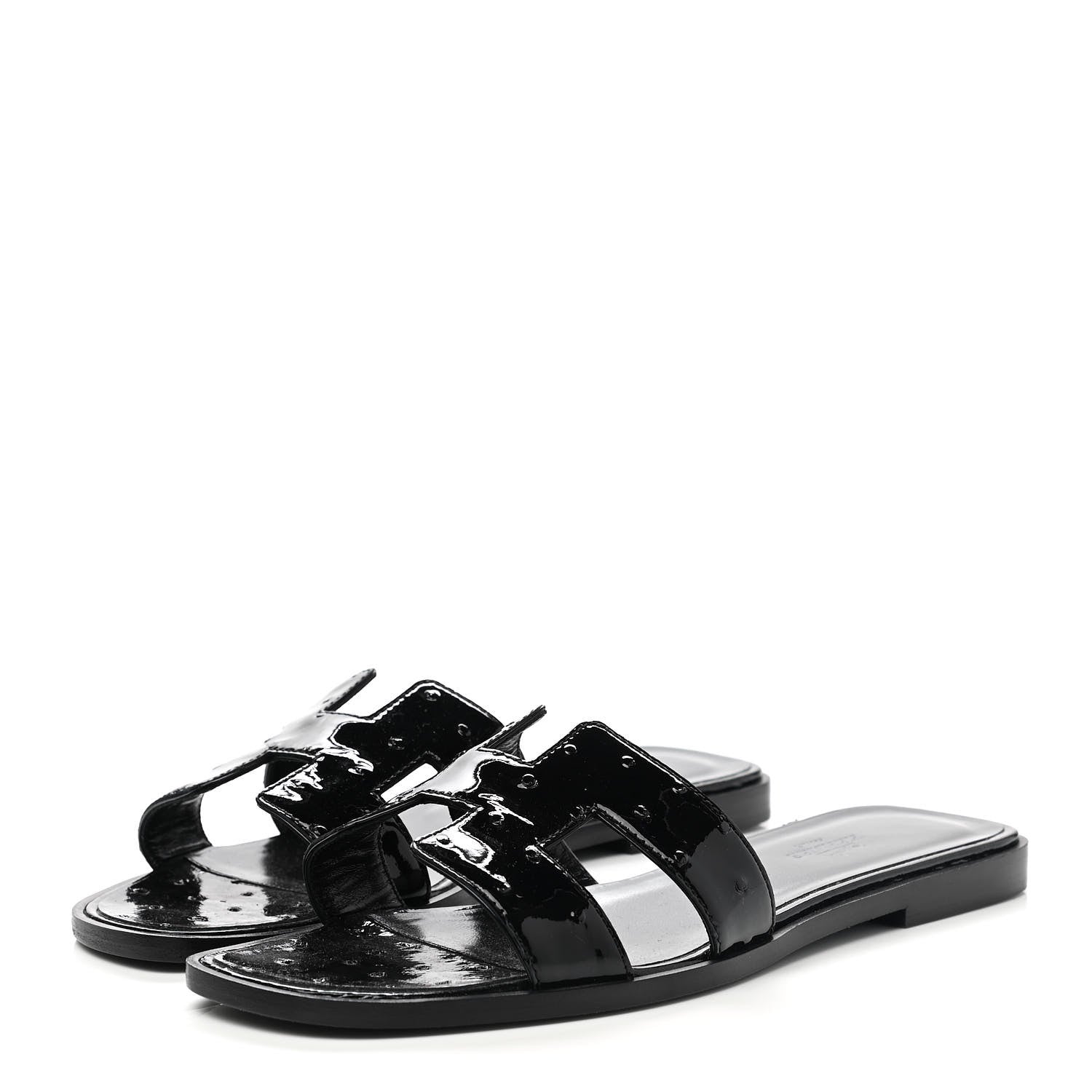 Hermes Ostrich Oran Sandals 38.5 Black 3 of 10