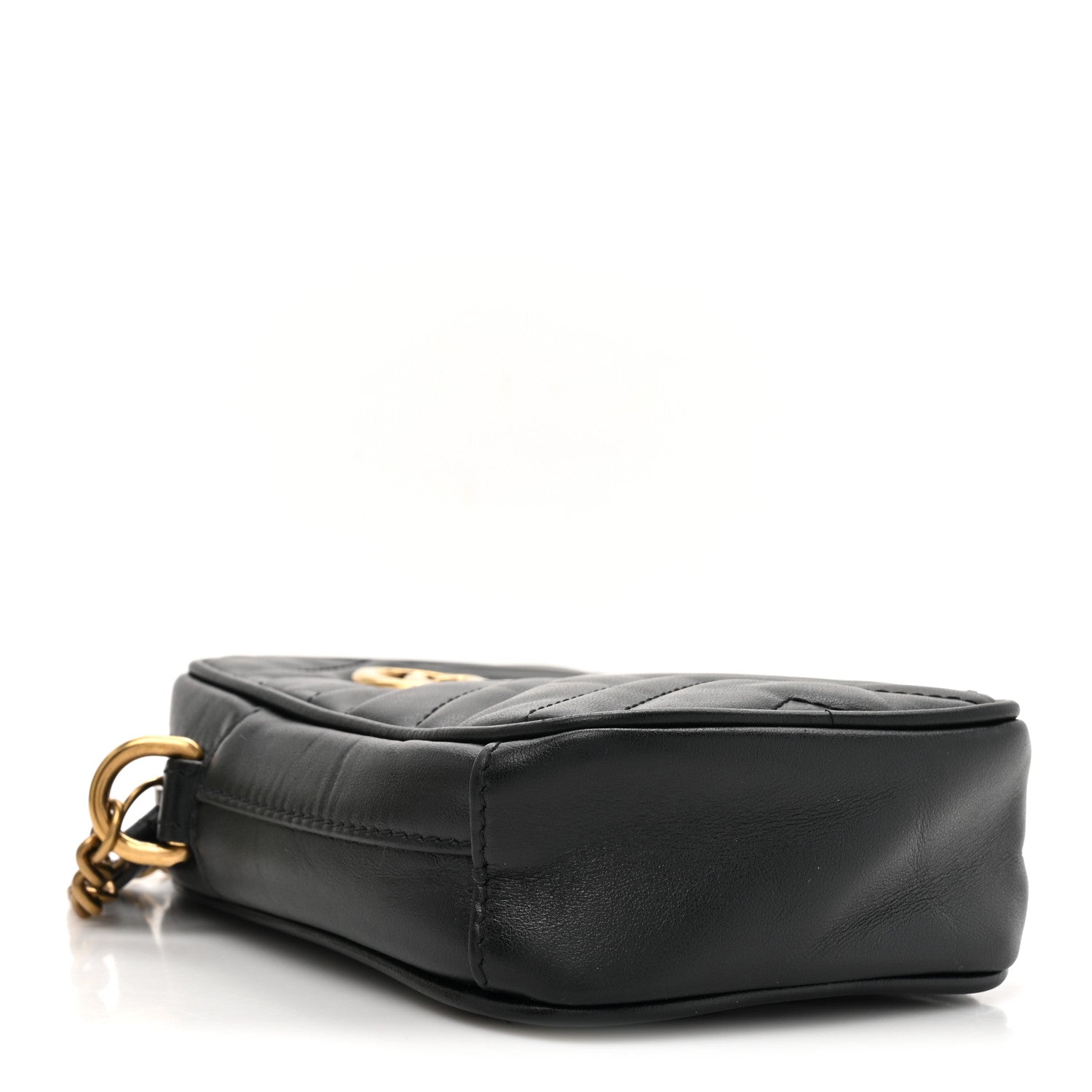 Gucci Calfskin Matelasse Mini GG Marmont Crossbody Bag Black 4 of 13
