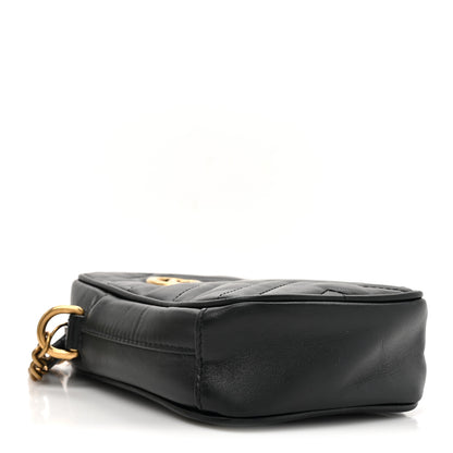 Gucci Calfskin Matelasse Mini GG Marmont Crossbody Bag Black 4 of 13