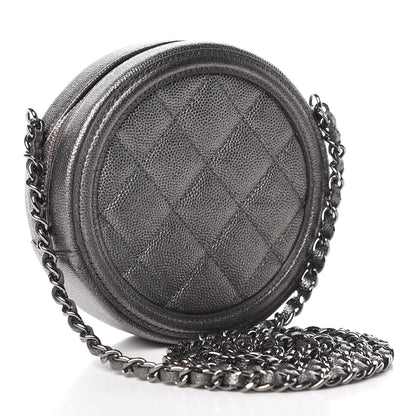 Chanel Metallic Caviar Quilted Round Filigree Crossbody Dark Silver 3 of 8