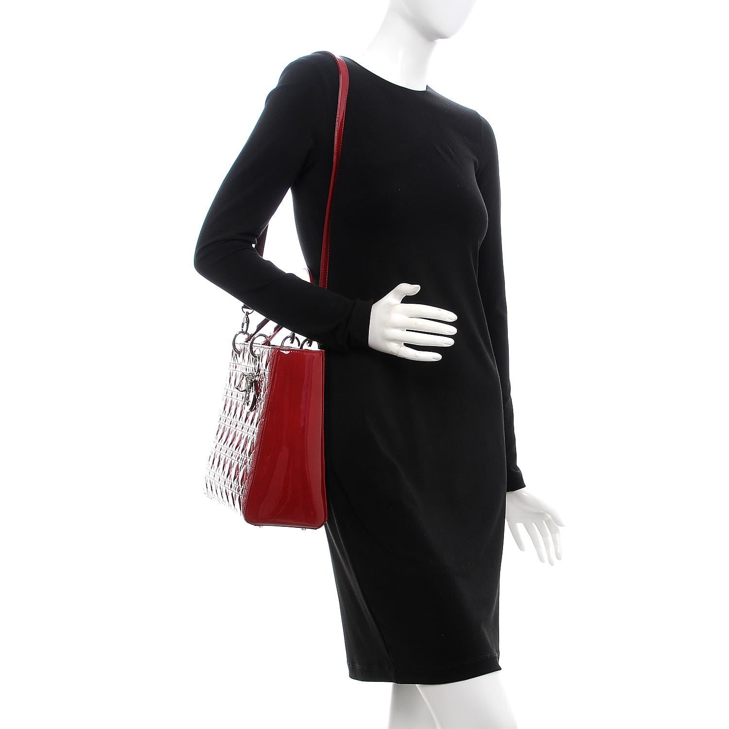 Christian Dior Patent Cannage Large Lady Dior Red 2 of 8