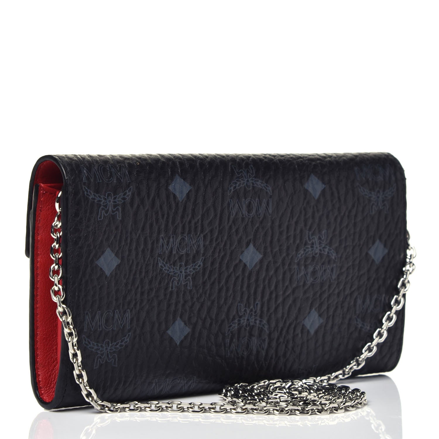 MCM Visetos Large Patricia Wallet On Chain Black Red 2 of 9