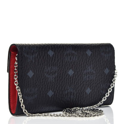 MCM Visetos Large Patricia Wallet On Chain Black Red 2 of 9