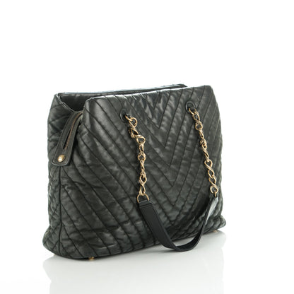 Chanel Iridescent Calfskin Surpique Chevron Tote Black 3 of 7