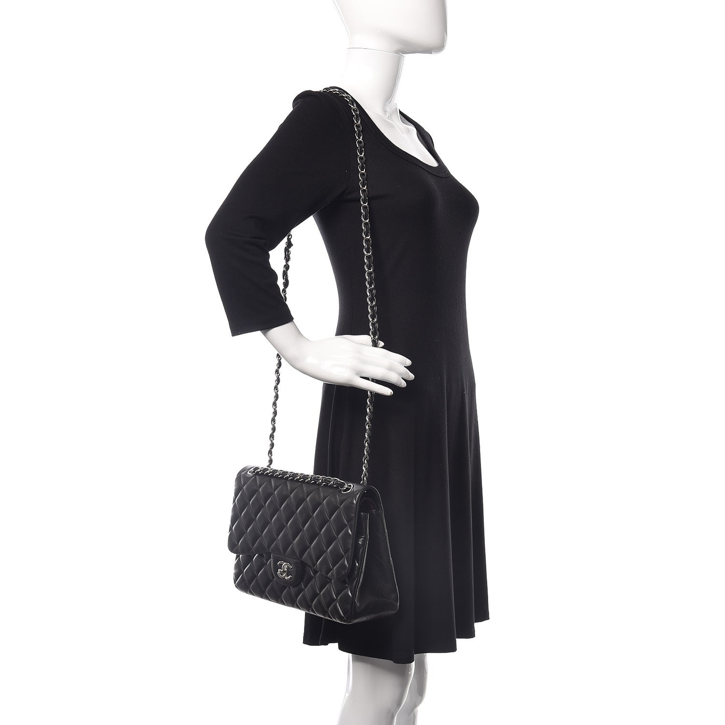 Lambskin Quilted Jumbo Double Flap Black