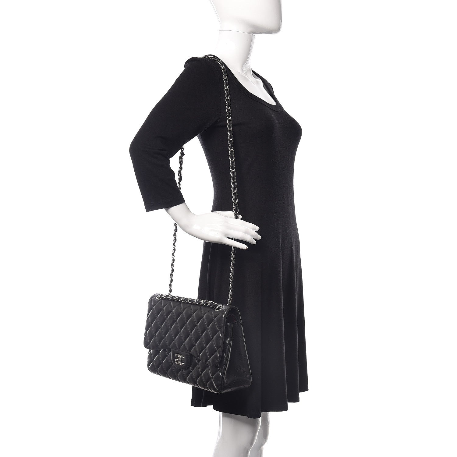 Chanel Lambskin Quilted Jumbo Double Flap Black 3 of 11