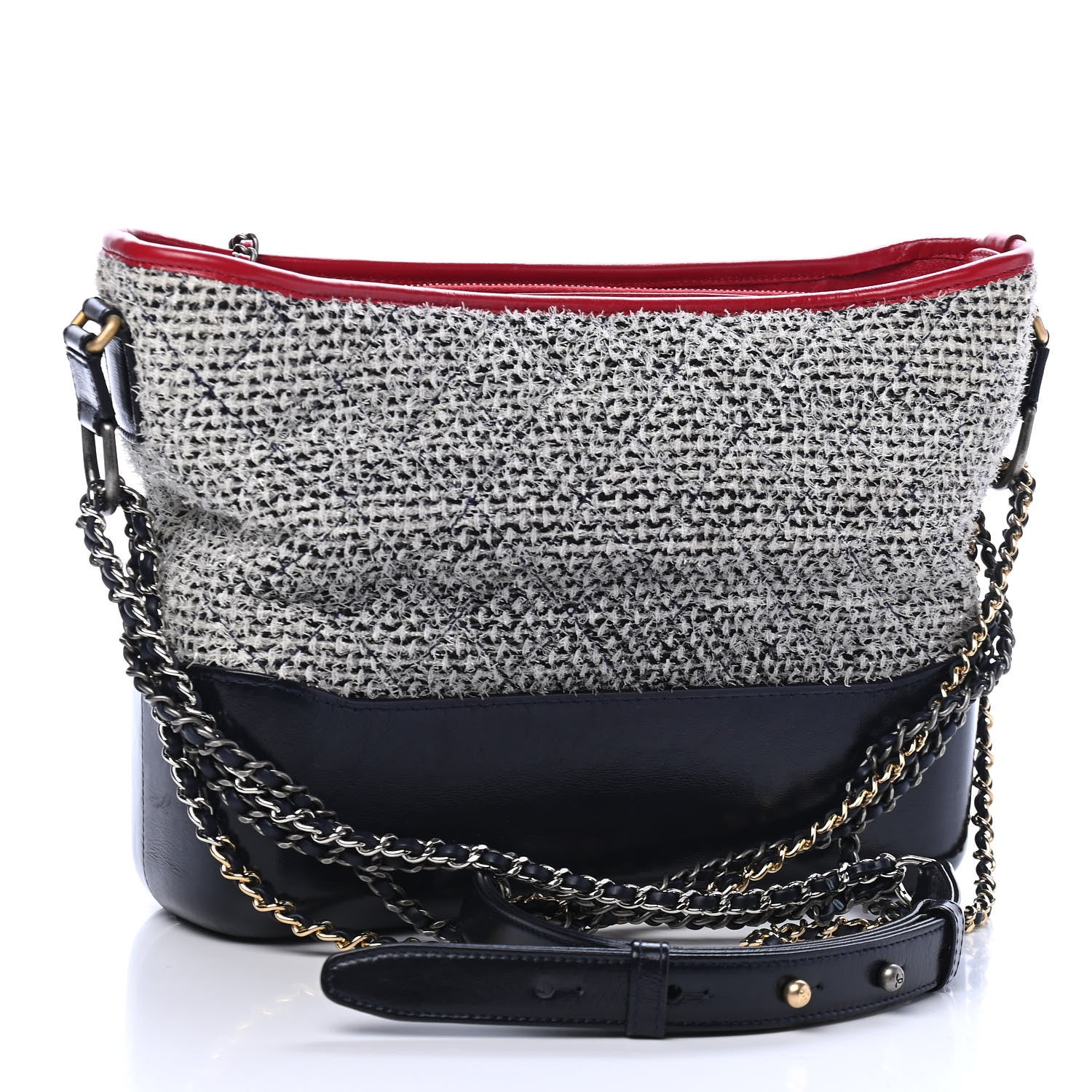 Chanel Tweed Calfskin Quilted Medium Gabrielle Hobo Navy 2 of 6