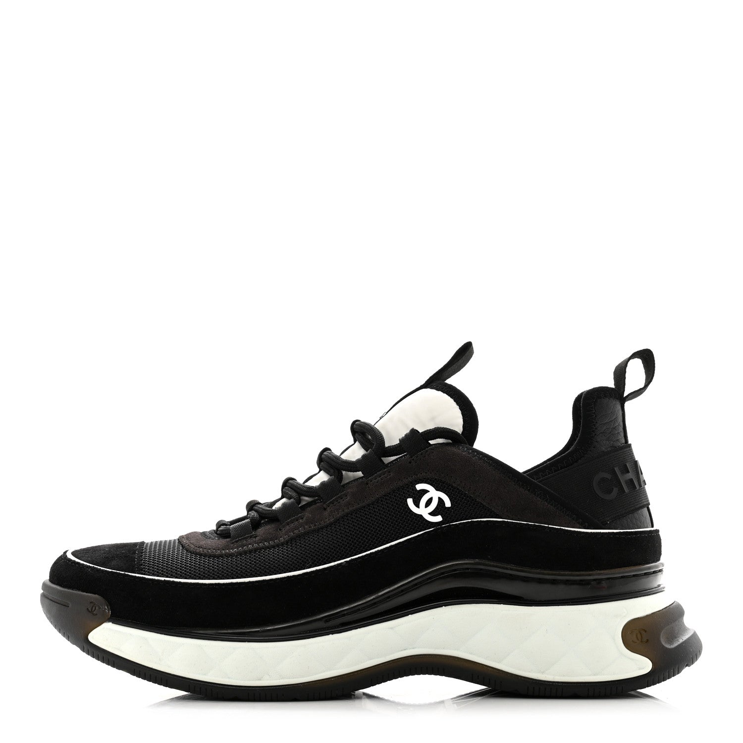 Chanel Velvet Calfskin Mixed Fibers CC Sneakers 41 Black 1 of 7