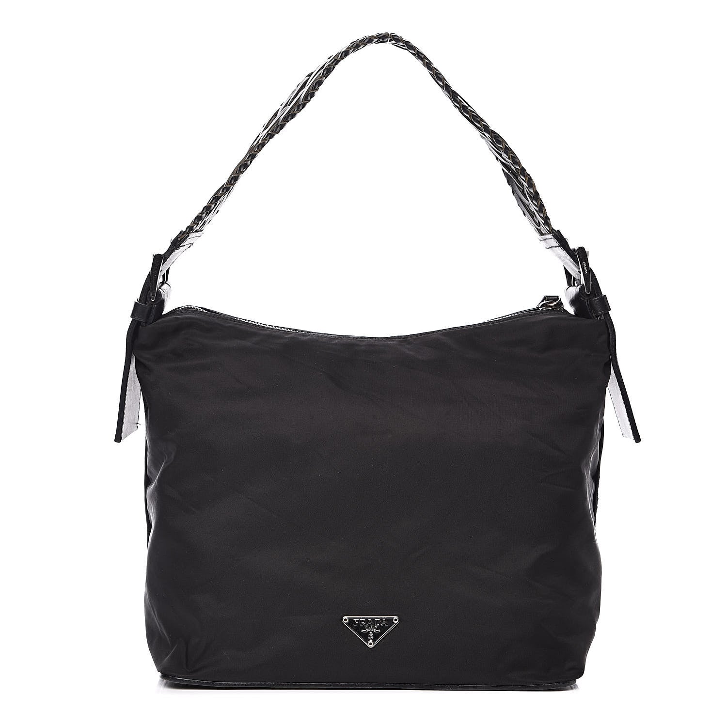 Prada Tessuto Nylon Braided Hobo Black 1 of 13