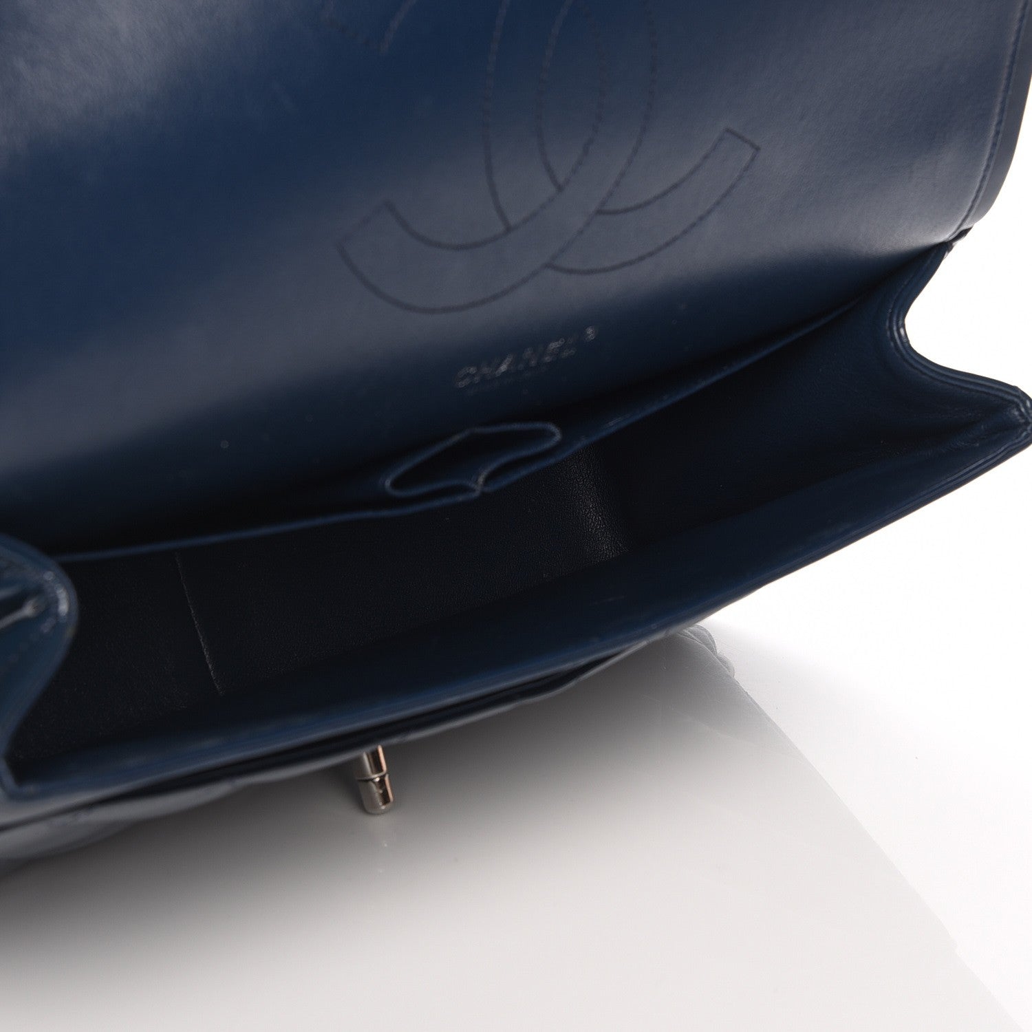 Chanel Patent Quilted Jumbo Double Flap Navy Blue 5 of 7