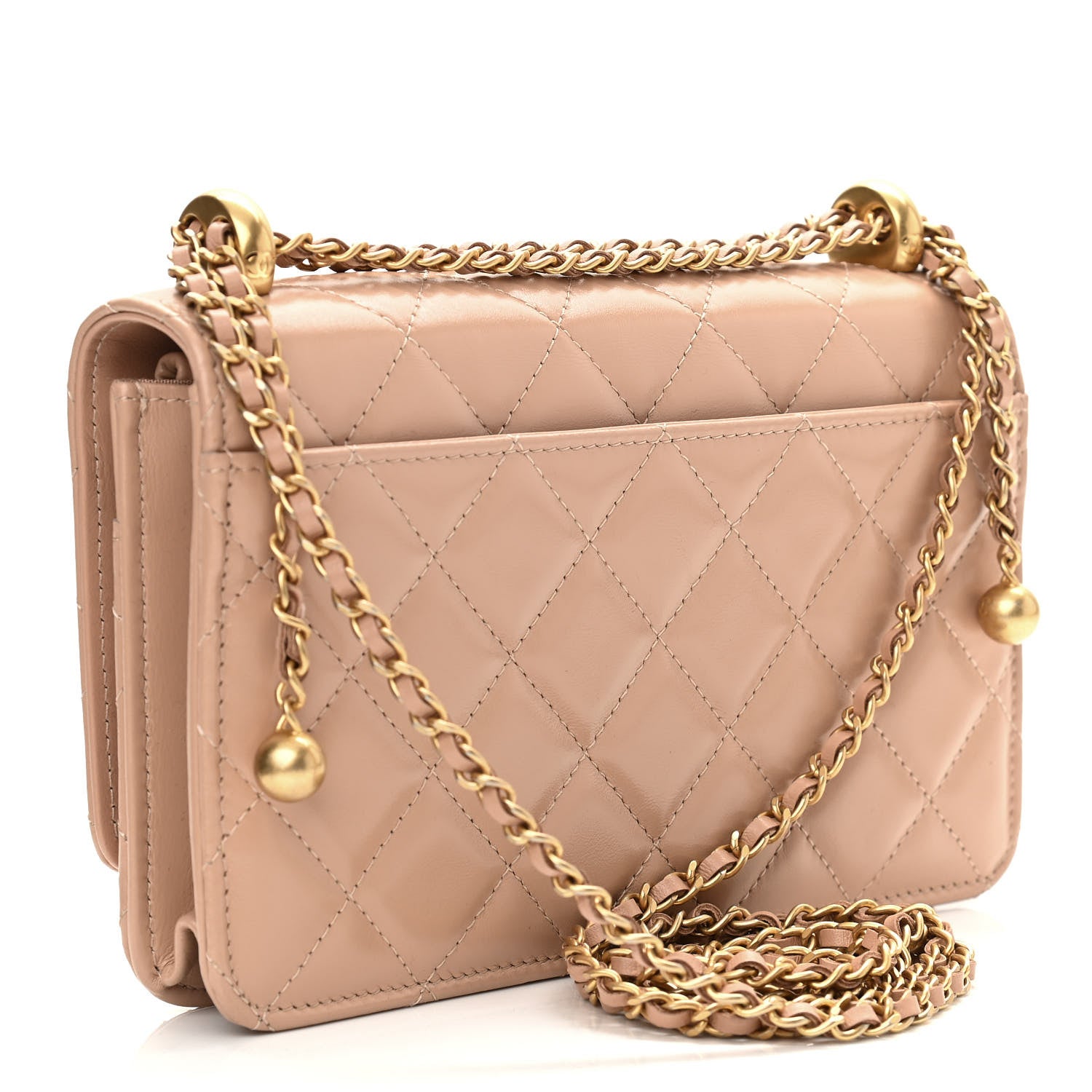 Chanel Calfskin Quilted Perfect Fit Wallet On Chain WOC Beige 3 of 11