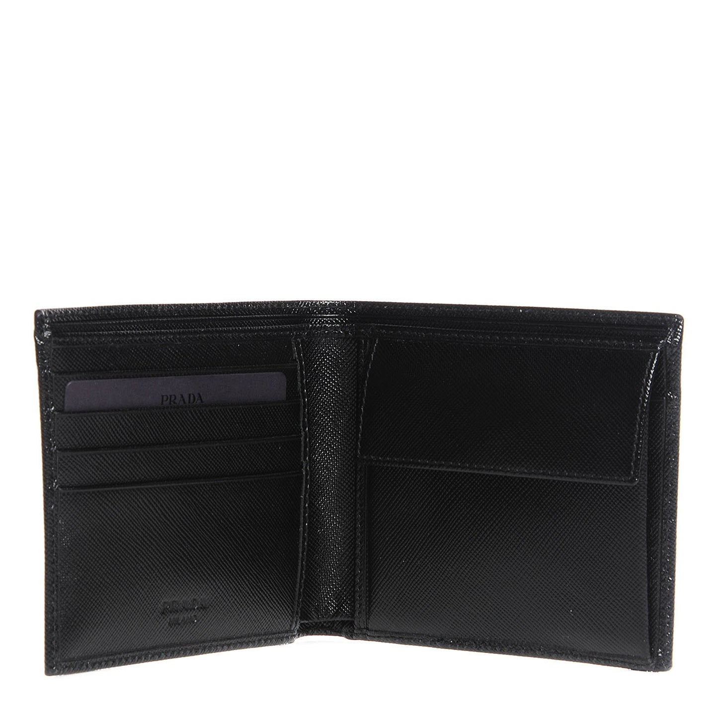 Saffiano Enamel Bi-Fold Wallet Nero Black