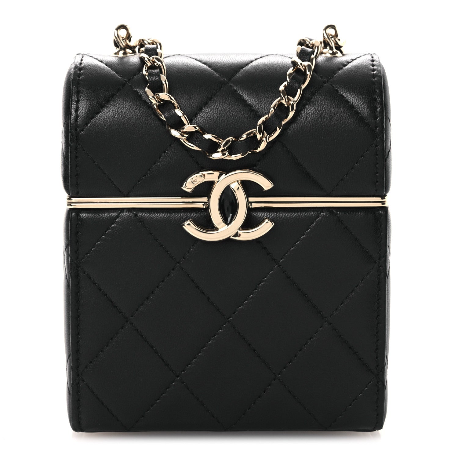 Chanel Lambskin Quilted Small Box With Chain Black 1 of 14