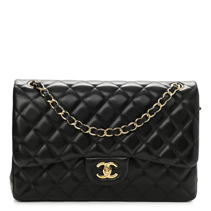 Chanel Lambskin Quilted Jumbo Double Flap Black 1 of 9