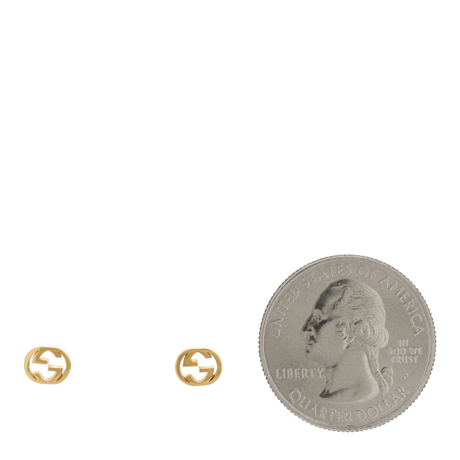 Gucci 18K Yellow Gold Interlocking G Stud Earrings 2 of 5