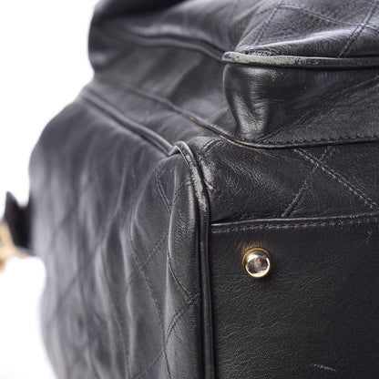 Chanel Calfskin Diamond Stitched Duffle Bag Black 10 of 23