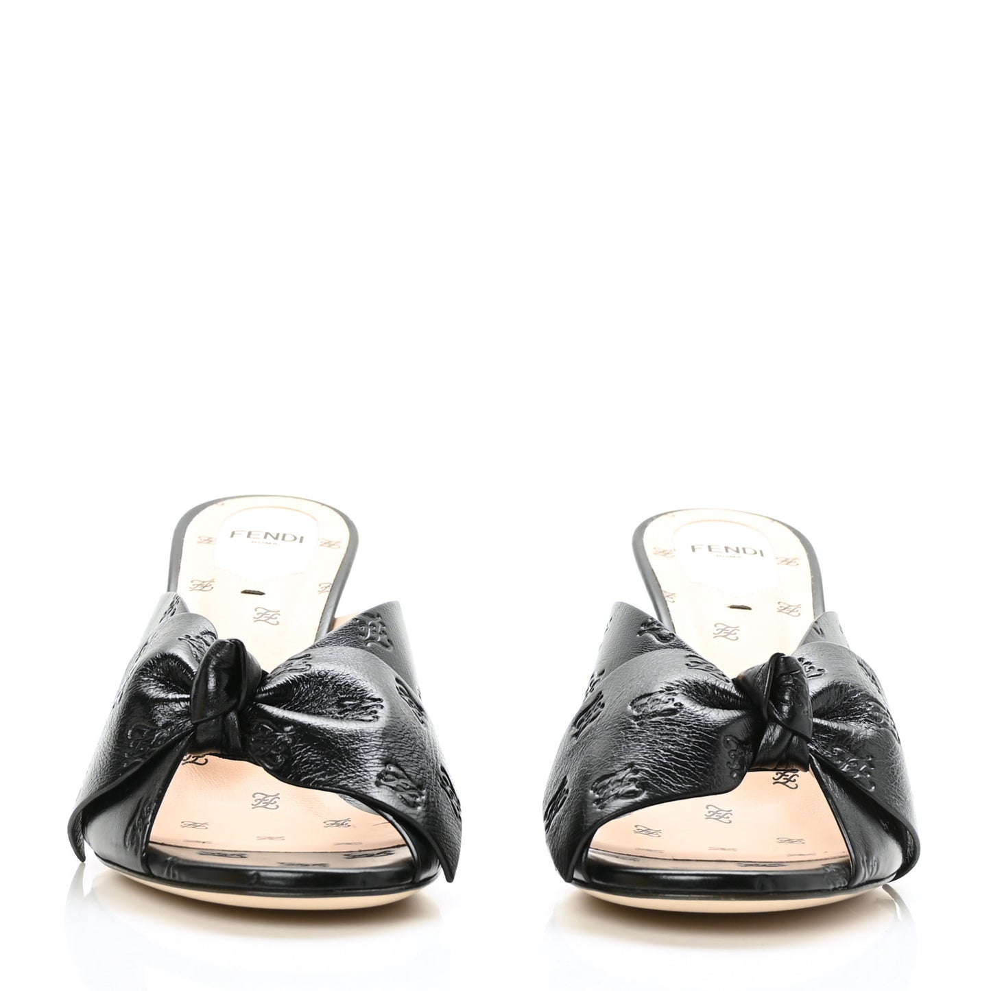 Calfskin Karligraphy Embossed Ffreedom Mules 38.5 Black
