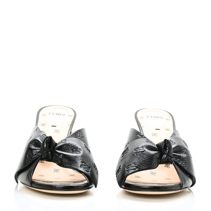 Fendi Calfskin Karligraphy Embossed Ffreedom Mules 38.5 Black 2 of 7
