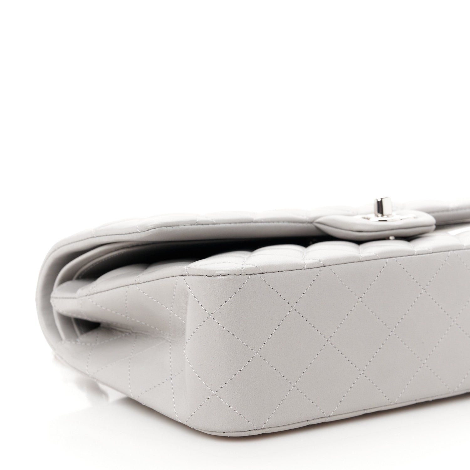 Chanel Lambskin Quilted Medium Double Flap Grey 10 of 12