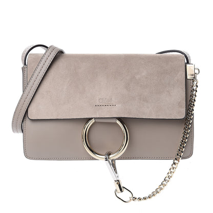 Chloe Suede Calfskin Small Faye Shoulder Bag Motty Grey 1 of 9