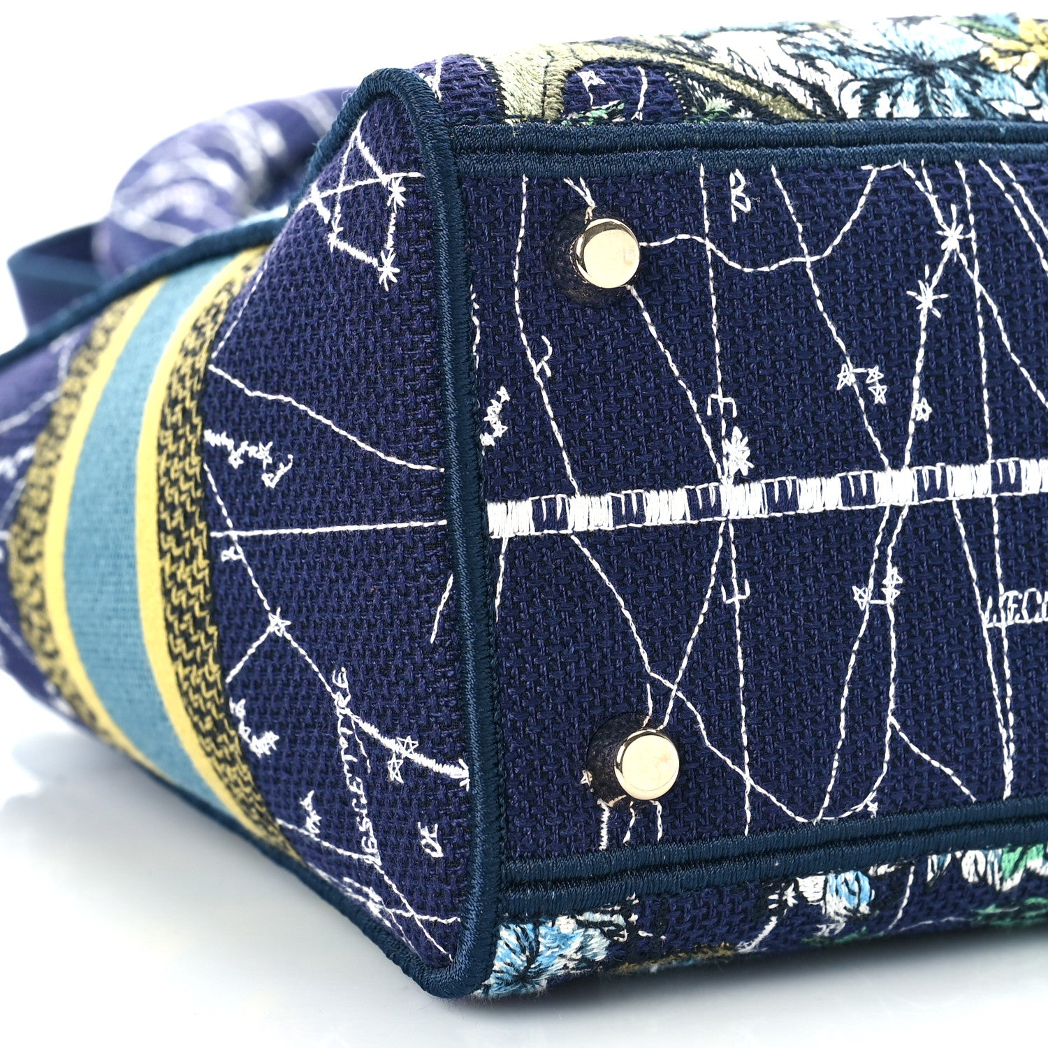 Christian Dior Canvas Embroidered Zodiac Medium Lady D-Lite Blue Multicolor 7 of 8