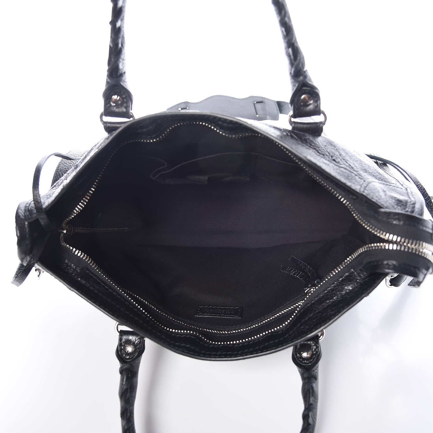 Balenciaga Agneau Classic Silver Hardware S City Logo Strap Black White 5 of 10