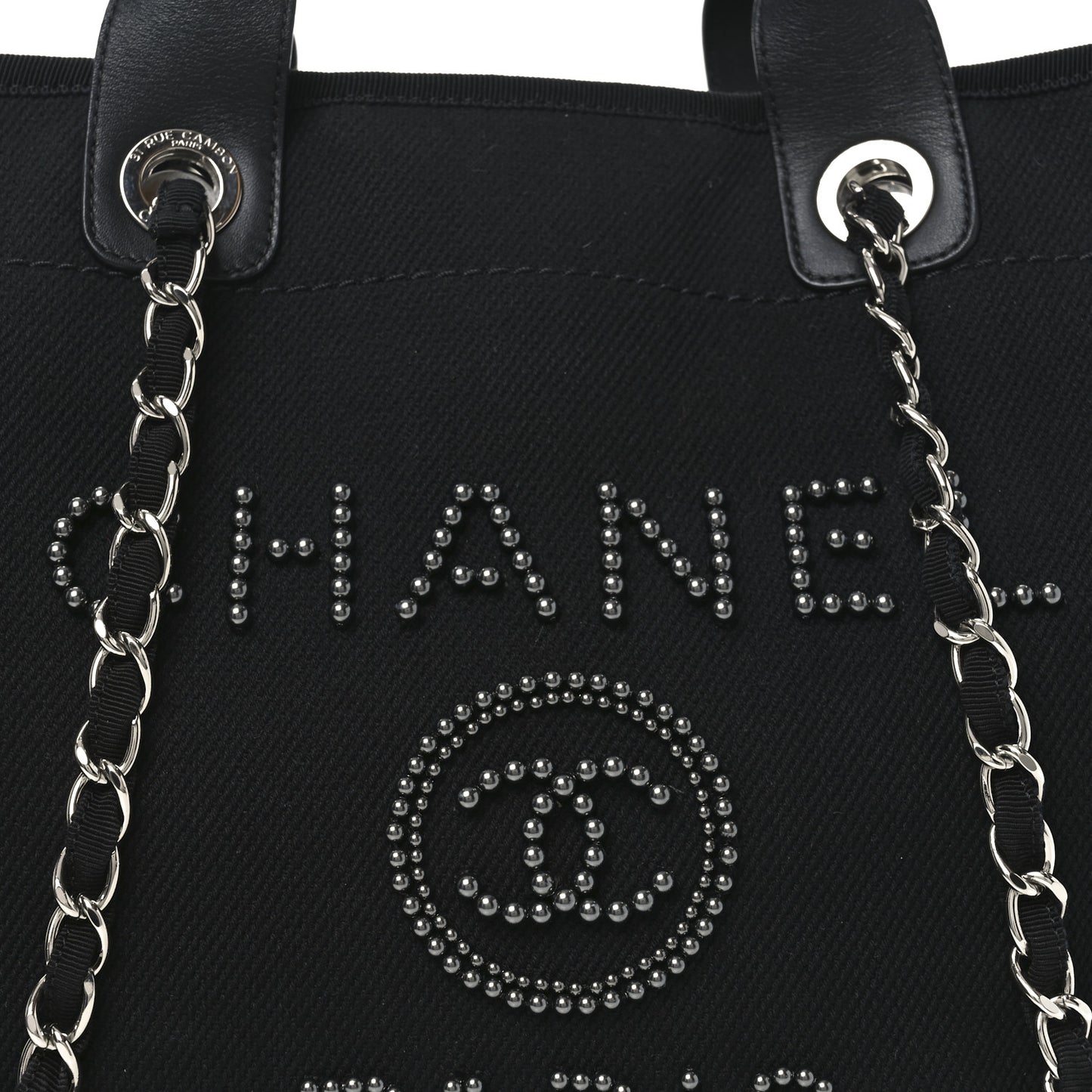 Canvas Pearl Medium Deauville Tote Black