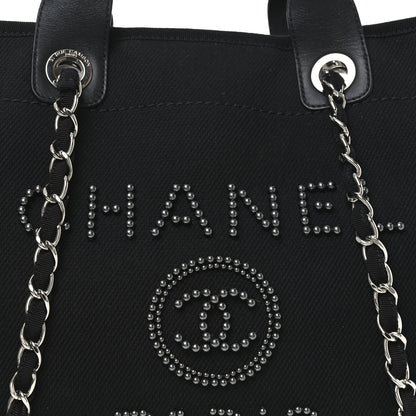 Chanel Canvas Pearl Medium Deauville Tote Black 8 of 10