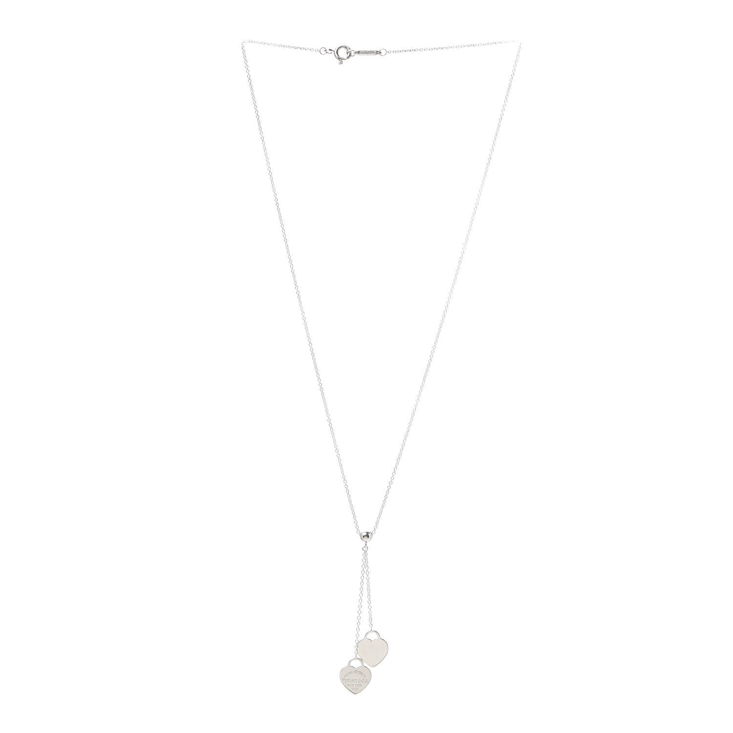 Tiffany Sterling Silver Return to Tiffany Double Heart Drop Necklace 3 of 5