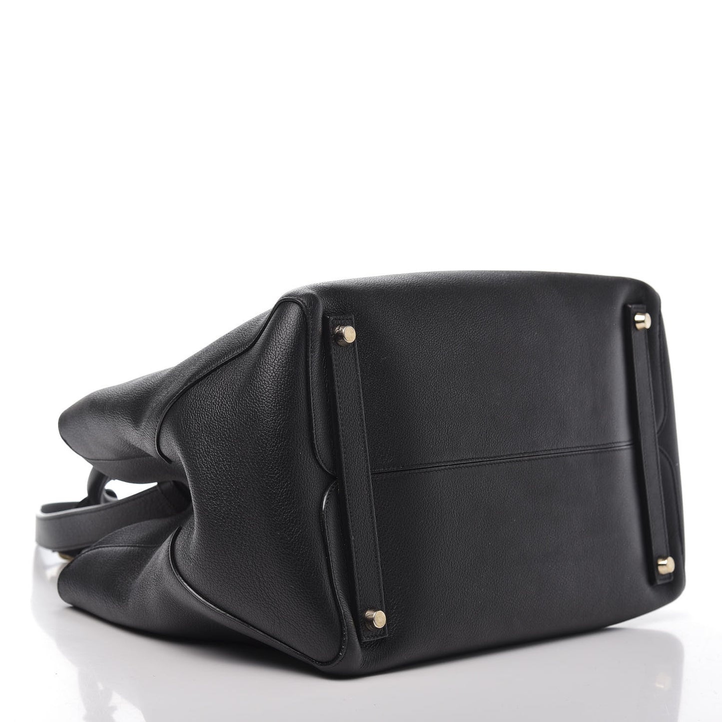 Supple Grained Calfskin Large Open Bar Tote Black