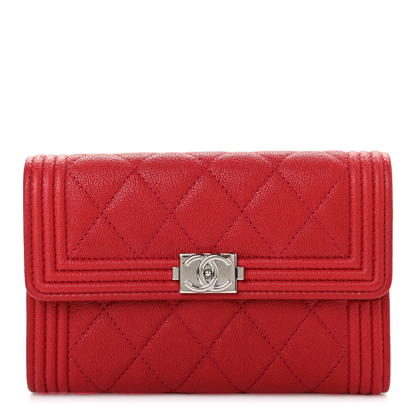 Caviar Quilted Medium Boy Flap Wallet Red