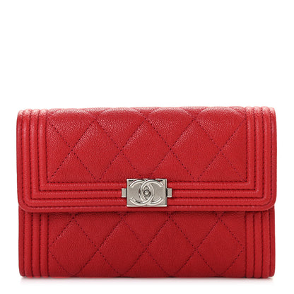 Chanel Caviar Quilted Medium Boy Flap Wallet Red 1 of 8