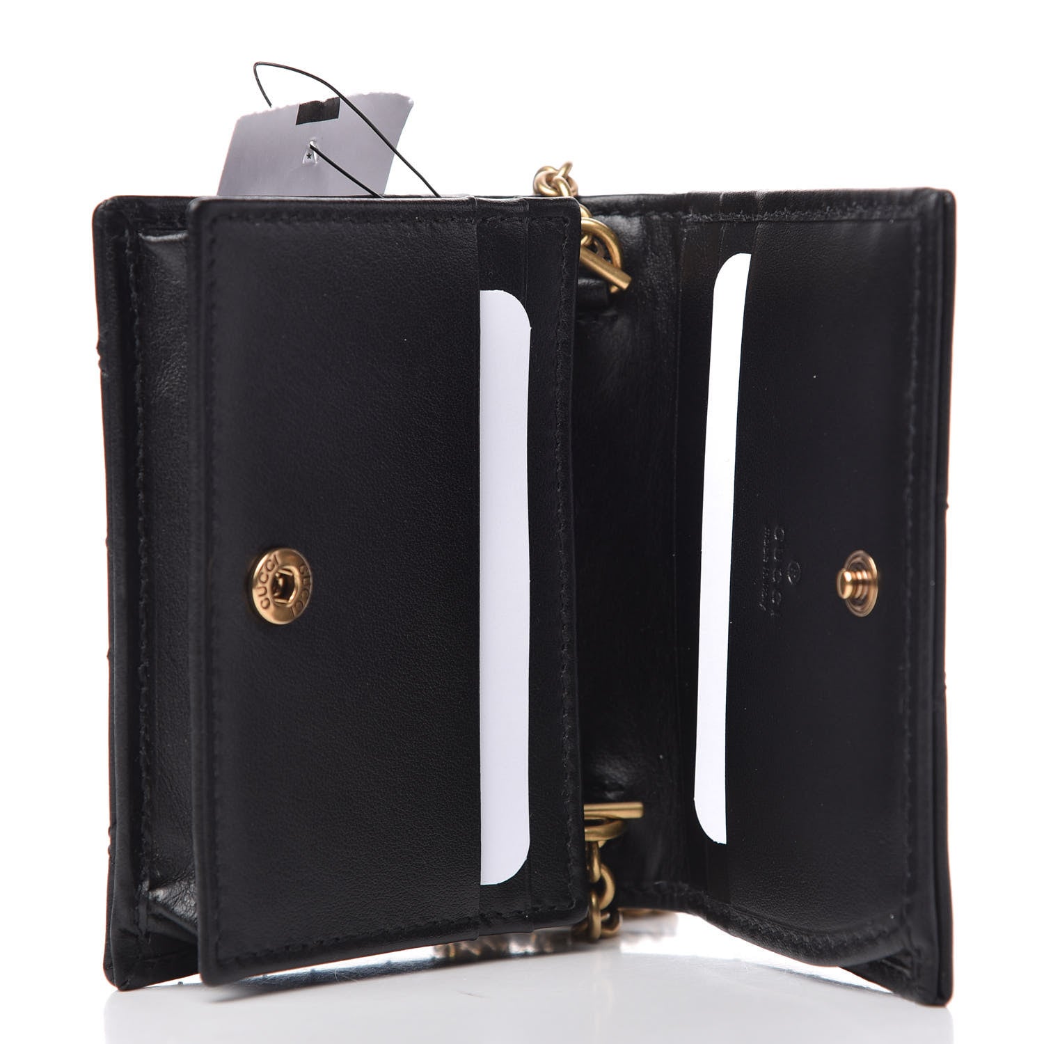 Gucci Calfskin Matelasse GG Marmont Mini Wallet On Chain Black 5 of 11
