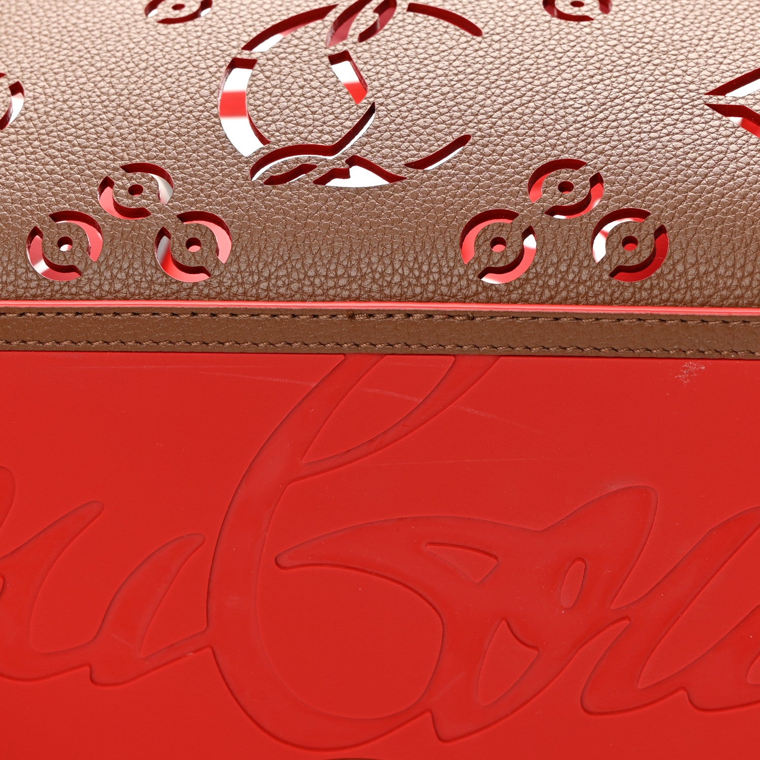 Christian Louboutin Calfskin Loubinthesky Large Perforated Cabarock Spikes Tote Biscotto 11 of 12