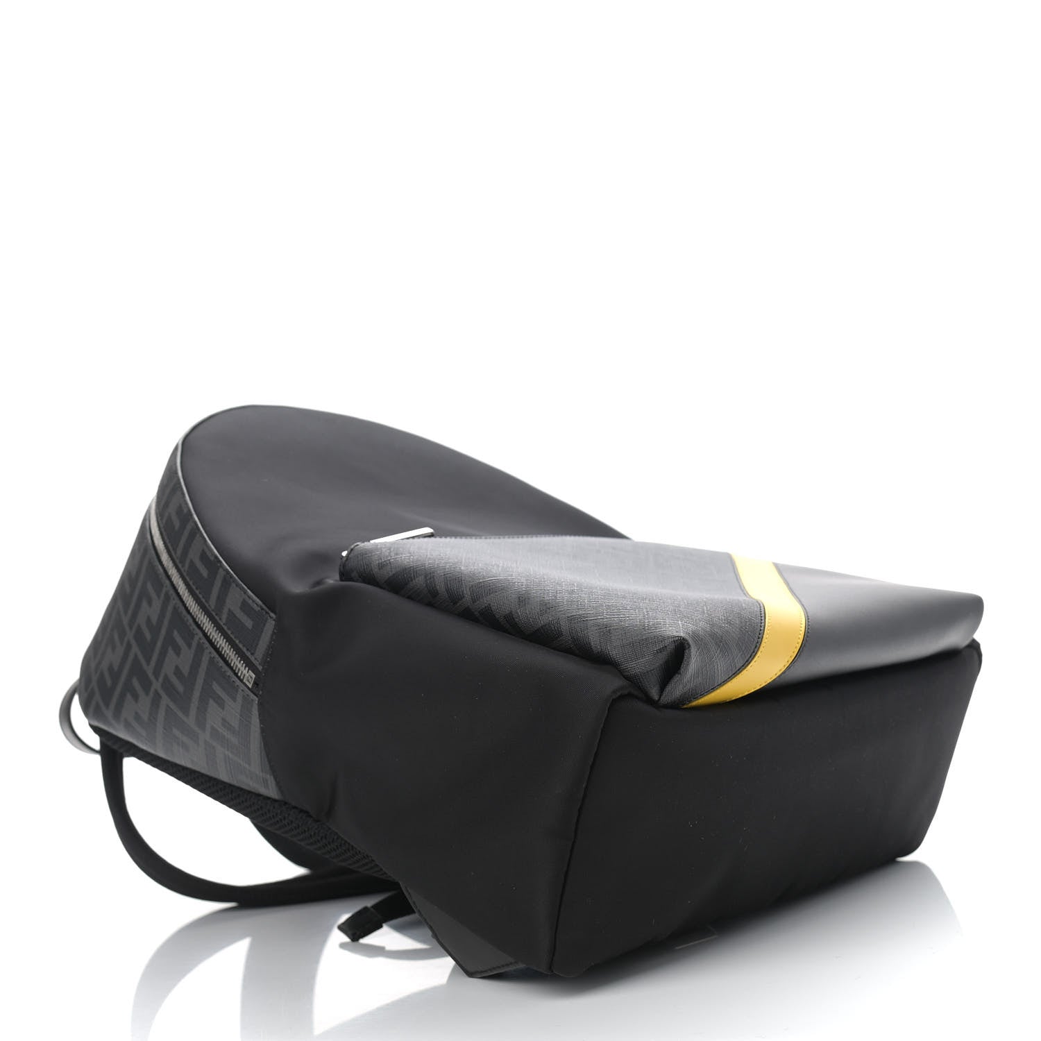 Fendi Glazed Fabric Nylon FF 1974 Diagonal Pouch Pocket Backpack Black Sunflower 4 of 9