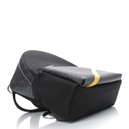 Fendi Glazed Fabric Nylon FF 1974 Diagonal Pouch Pocket Backpack Black Sunflower 4 of 9