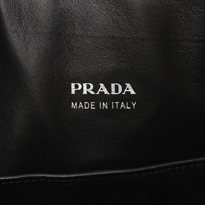 Prada Calfskin Baiadera Striped Shopping Tote Black Caramel White 6 of 10