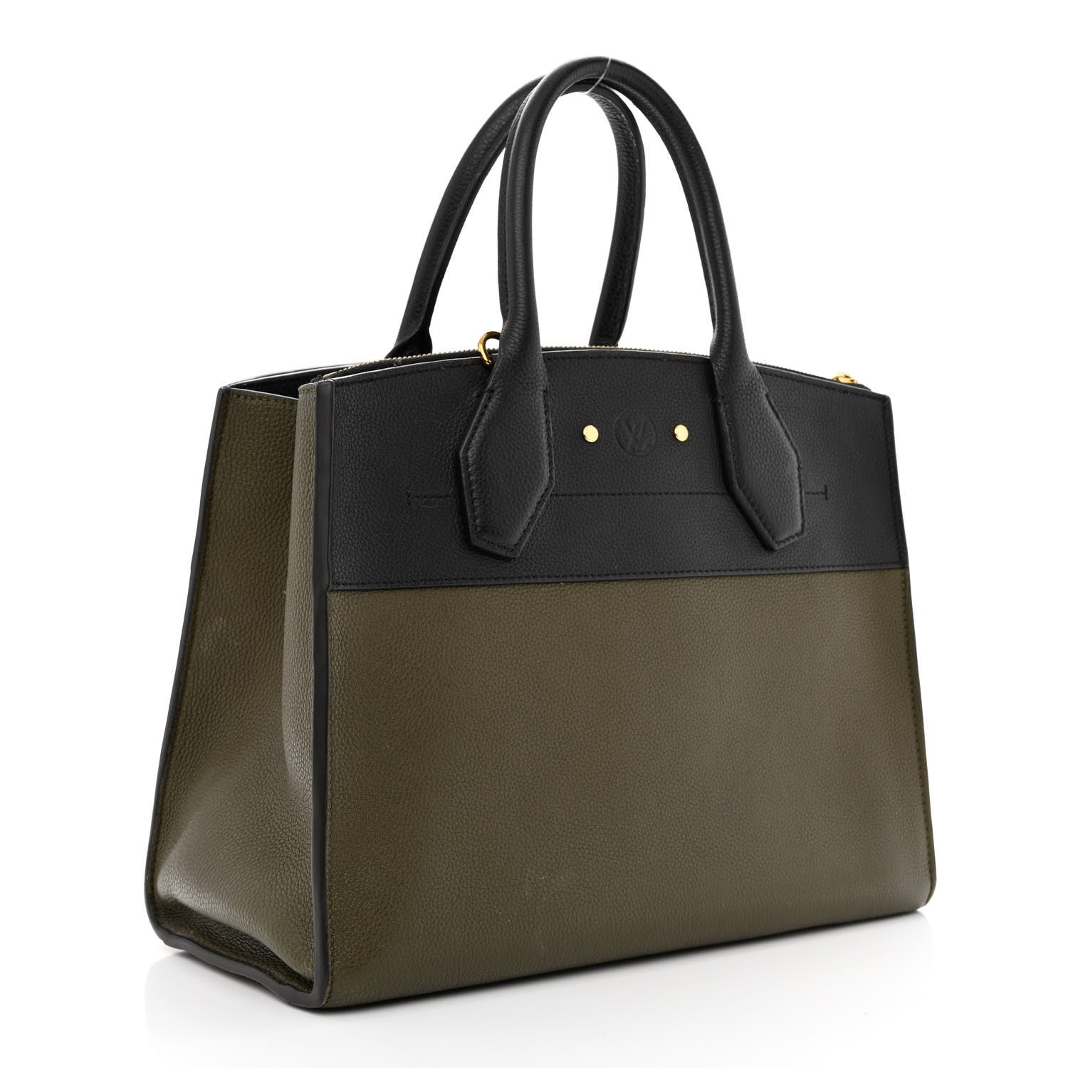 Louis Vuitton Taurillon City Steamer MM Kaki Black 3 of 13