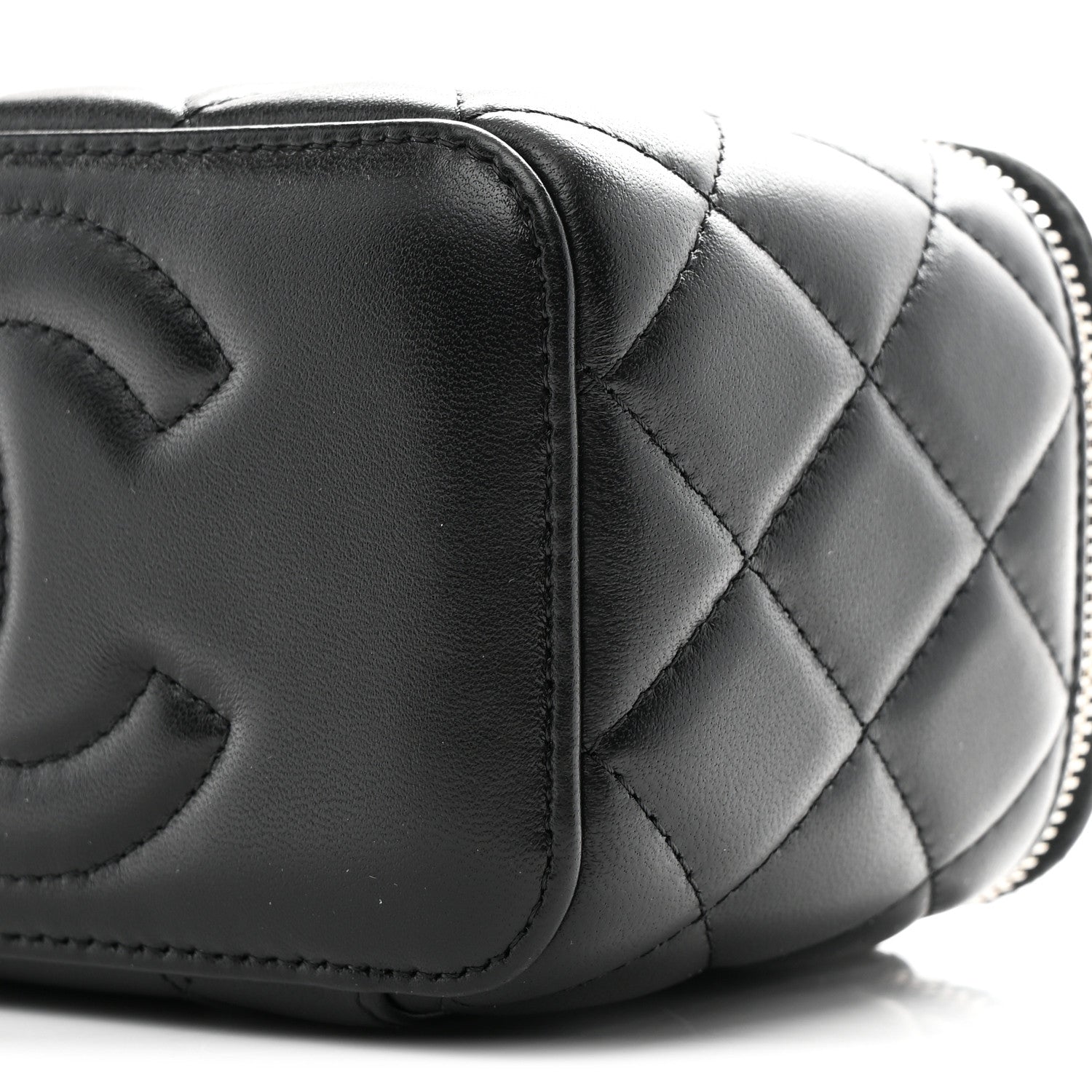 Chanel Lambskin Quilted Pearl Crush Small Vanity Case With Chain Black 10 of 11