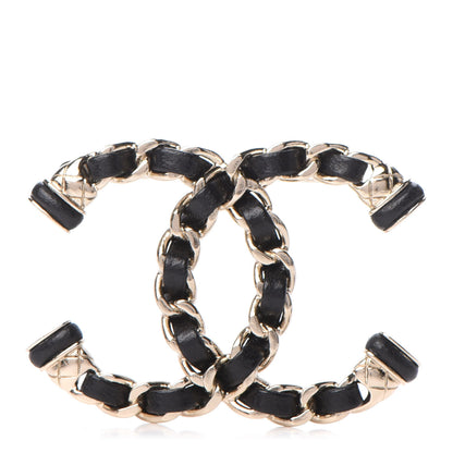 Chanel Lambskin Chain CC Brooch Black Gold 1 of 5